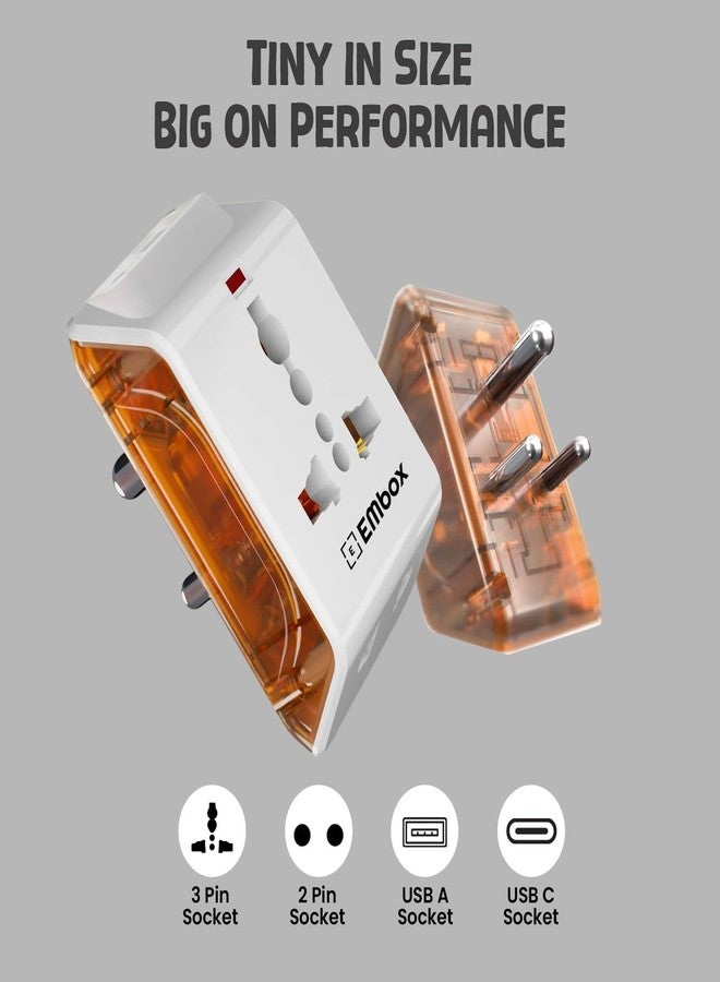 EMBOX محول متعدد المقابس ثلاثي الأطراف من إمبوكس مع مفتاح فردي، مقبس ثلاثي الأطراف، غطاء أمان، مانع ارتفاع التيار، محول محمي بفيوز، وصلة تمديد ثلاثية الاتجاهات للمنزل والمكتب والسفر (عبوة متعددة المقابس من قطعة واحدة - برتقالي) - Image 3